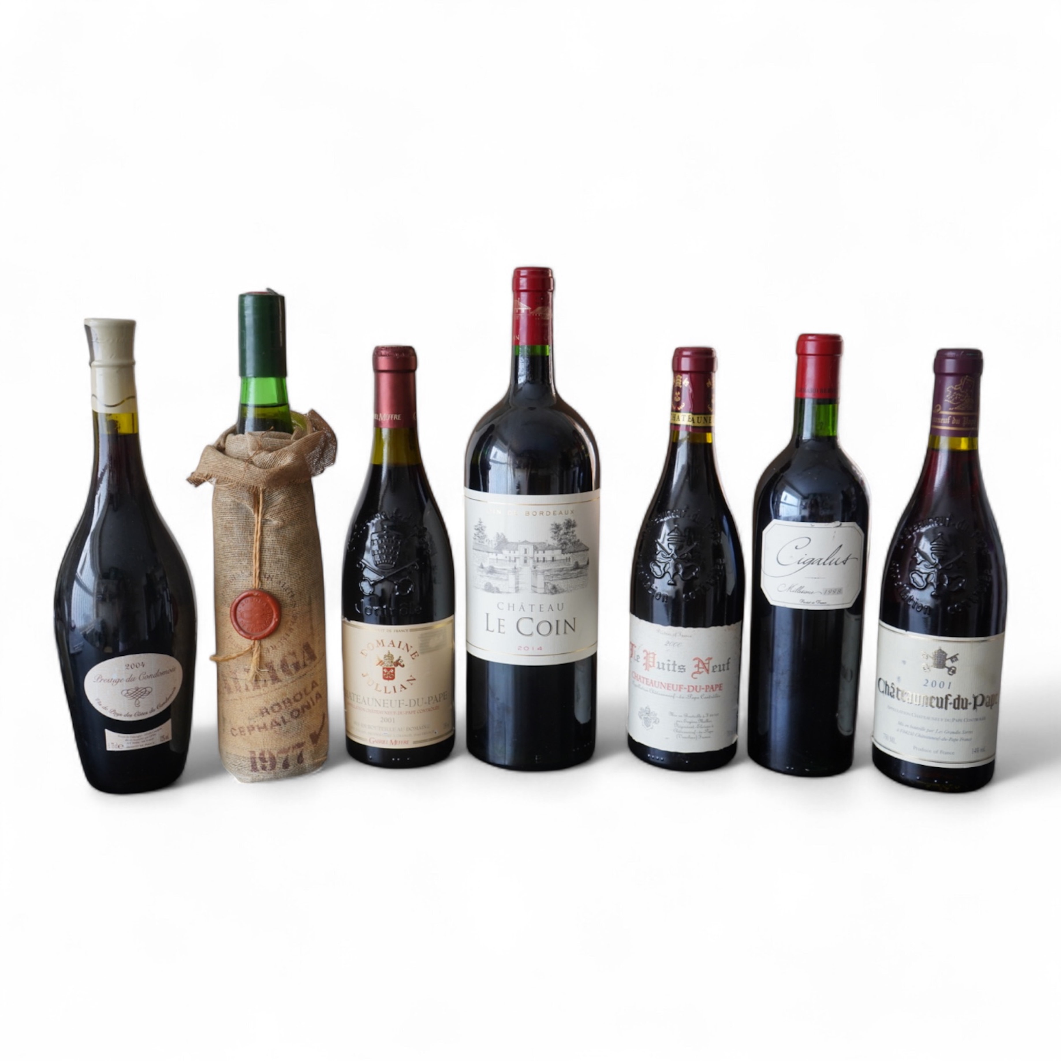 A Magnum of 2014 Chateau Le Coin Bordeaux, three bottles of 1998 Gerard Bertrand Cigalus and five others.